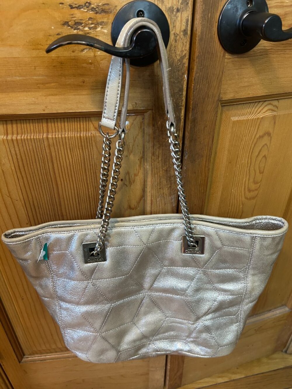 Gorgous Quilted Metallic Gold Leather Calvin Klein Tote